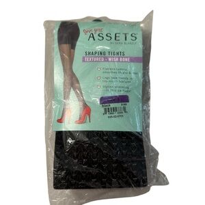Assets by Sara Blakely Women’s Black Shaping Tights Textured Wishbone Sz 5 NWT